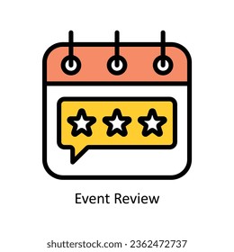 Vector de revisión de eventos Icono de diseño de esquema relleno. Símbolo de administración de eventos en el archivo EPS 10 de fondo blanco
