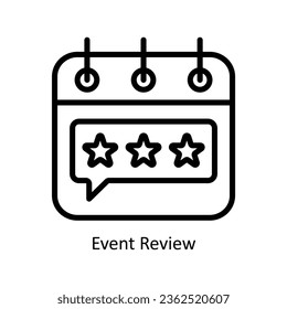 Ilustración de diseño de iconos del contorno vectorial de la revisión de eventos. Símbolo de administración de eventos en el archivo EPS 10 de fondo blanco