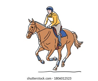 Event rider and horse during the cross