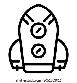 Icono del cohete de evento. Icono del vector del cohete de evento de esquema para el diseño web aislado en fondo blanco