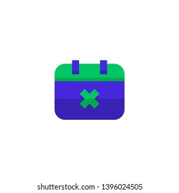 event schedule failed icon design. agenda calendar with cross mark symbol. simple clean professional business management concept vector illustration design.