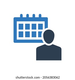 Event Schedule Icon - calendar with man icon