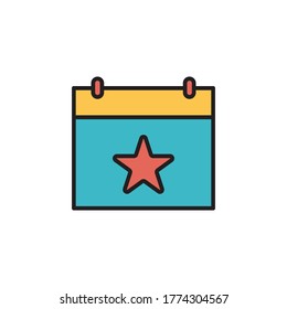 icono de programación de eventos relleno ilustración vectorial de contorno color completo. aislado en fondo blanco