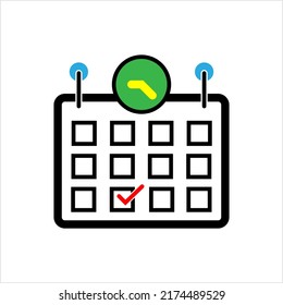 Event Schedule Icon, Planner Vector Art Illustration