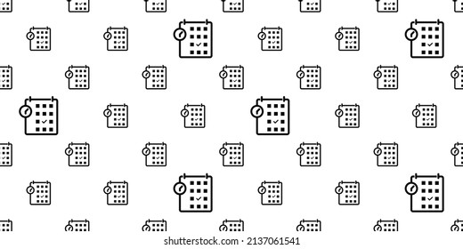 Event Schedule Icon Seamless Pattern, Planner Vector Art Illustration