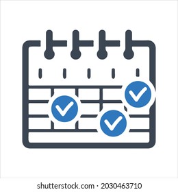 Veranstaltungskalender-Symbol Vektorgrafik und Glyphe