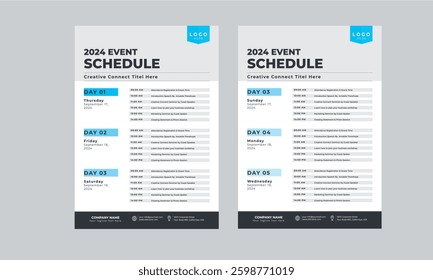 Event Schedule layout design template with unique design style concept	