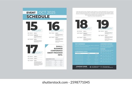 Event Schedule layout design template with unique design style concept	