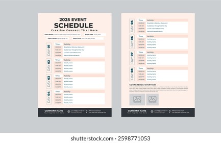Event Schedule layout design template with unique design style concept	 - Powered by Shutterstock - Get 15% off with code: PIKWIZARD15