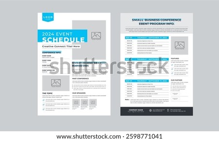 Event Schedule layout design template with unique design style concept	