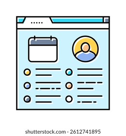 event schedule virtual conference color icon vector. event schedule virtual conference sign. isolated symbol illustration