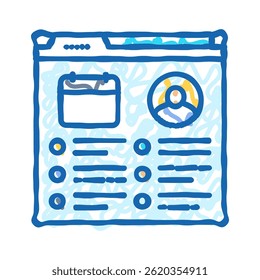 event schedule virtual conference doodle icon sketch vector. event schedule virtual conference sign. isolated symbol illustration