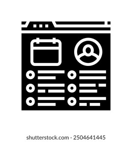 event schedule virtual conference glyph icon vector. event schedule virtual conference sign. isolated symbol illustration