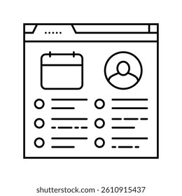 event schedule virtual conference line icon vector. event schedule virtual conference sign. isolated contour symbol black illustration