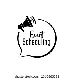 Texto de programación de eventos sobre fondo blanco