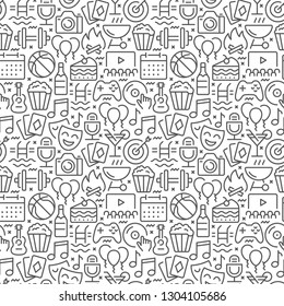 Event seamless pattern with thin line icons