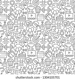 Event seamless pattern with thin line icons