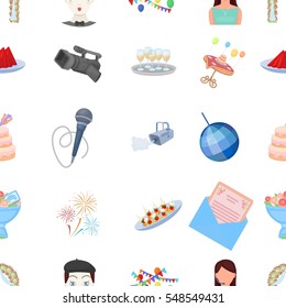 Event service pattern icons in cartoon stye. Big collection of event service vector symbol stock