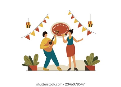 Event Singing, Life Vectors Illustration Flat