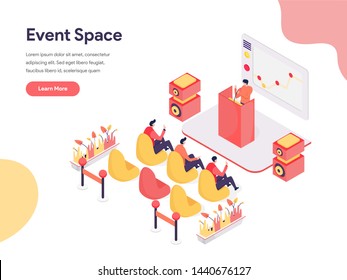 Event Space Illustration Concept. Isometric Design Concept Of Web Page Design For Website And Mobile Website.Vector Illustration