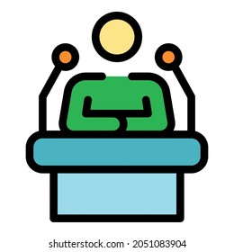Event speaker icon. Outline event speaker vector icon color flat isolated