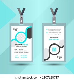 Event staff circle id card set with lanyard. vector design and text template illustration. Identification for employer & student.
