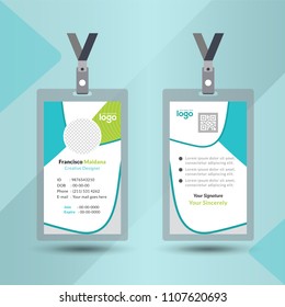 Event staff multi color id card set with lanyard. vector design and text template illustration. Identification for employer & student.