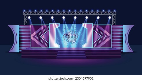 Event Stage design for business conferences, corporate projects presentations, shareholders event or meeting with slides on projection screens.	
