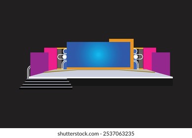 Event Stage design for business conferences, corporate project presentations, with slides, on projection screens. truss and Light, 2D STAGE