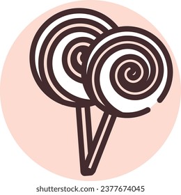 Event sweet lolipops, illustration or icon, vector on white background.