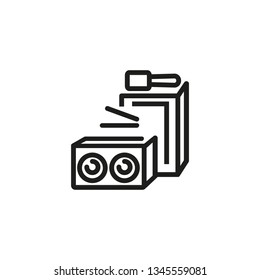 Event tech line icon. Speakers, concert, nightclub. Special event concept. Vector illustration can be used for topics like party, technology, entertainment