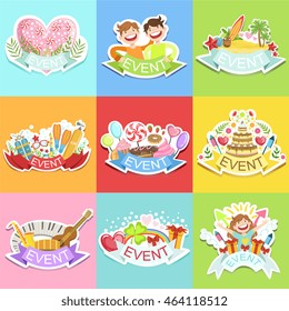 Event Template Labels Set Of Cute Stickers