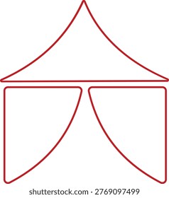 Event tent canopy pavilion icon in black red flat and line style vector illustration, camping shelter marquee gazebo awning symbol pack minimal outline design