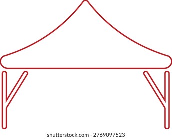 Event tent canopy pavilion icon in black red flat and line style vector illustration, camping shelter marquee gazebo awning symbol pack minimal outline design