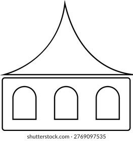 Event tent canopy pavilion icon in black red flat and line style vector illustration, camping shelter marquee gazebo awning symbol pack minimal outline design