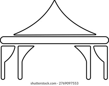 Event tent canopy pavilion icon in black red flat and line style vector illustration, camping shelter marquee gazebo awning symbol pack minimal outline design