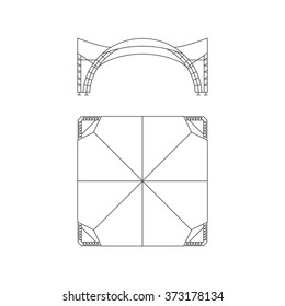 Event tent. Folding tent, wedding tent, canopy. Vector illustration.
