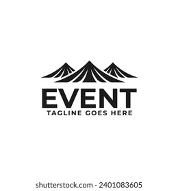 Icono de símbolo de la Ilustración del vector del logotipo de la tienda de campaña de eventos