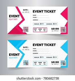 event ticket card modern design template. Vector illustration