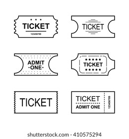 event ticket icon sign collection flat element for internet picture logo black set