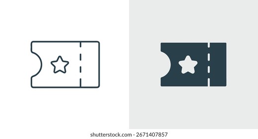 Vector de icono de ticket de evento. Voucher de admisión, símbolo de Premium Pass. Estrella, Cupón, venta, cine, concierto, esquema y glifo de Ilustración vectorial.