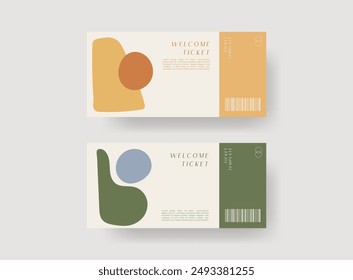 Event ticket template set. Ticket mockup. Vector template illustration.