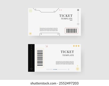 Event ticket template set. Ticket mockup. Vector template illustration.