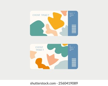 Event ticket template set. Ticket mockup. Vector template illustration.