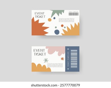 Event ticket template set. Ticket mockup. Vector template illustration.