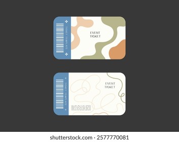 Event ticket template set. Ticket mockup. Vector template illustration.