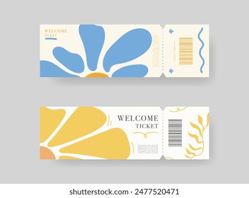 Event ticket template set. Vector template illustration.
