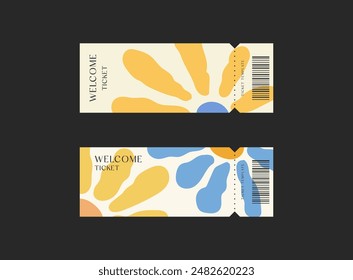 Event ticket template set. Vector template illustration.