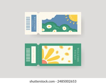 Event ticket template set. Vector template illustration.