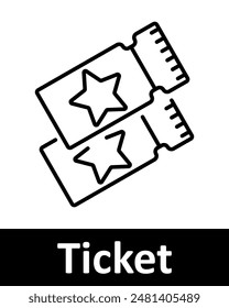Iconos de línea de eventos y tickets establecidos. Entradas, gafas 3D, perfil, corazón, entrada en blanco, entrada, entrada VR, código de barras, deportes, música. Entretenimiento, planificación de eventos, concepto de admisión